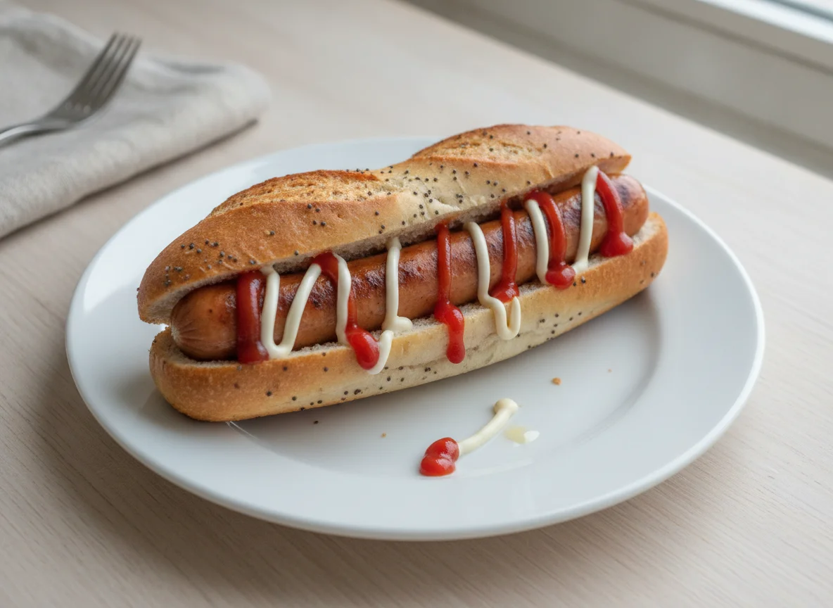 Hot Dog im Baguettebrötchen photo