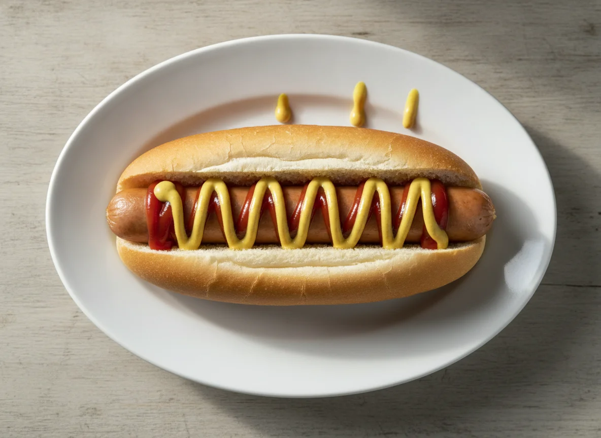 Hot Dog mit Senf und Ketchup photo