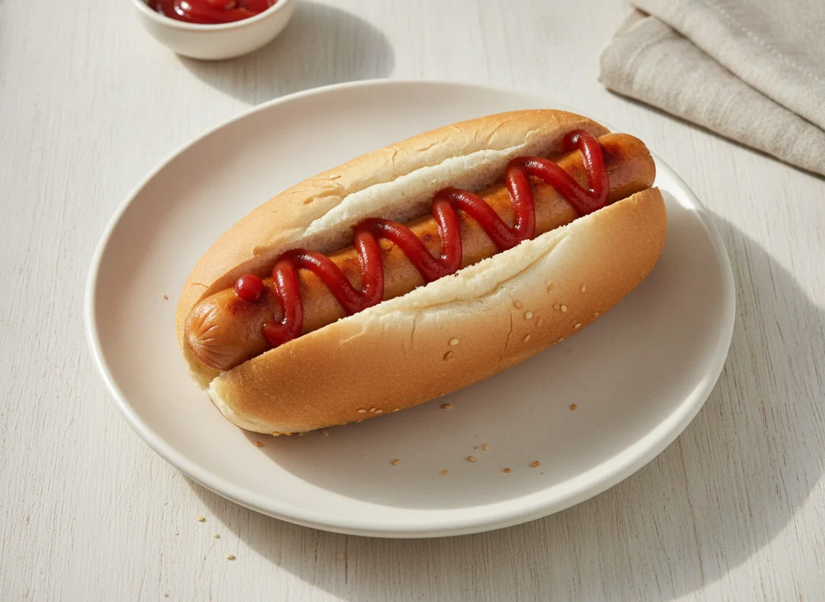 Hotdog im Brötchen mit Ketchup photo