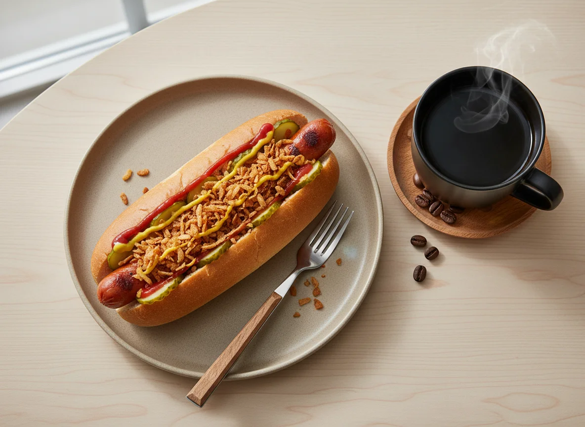 Hotdog mit Kaffee photo