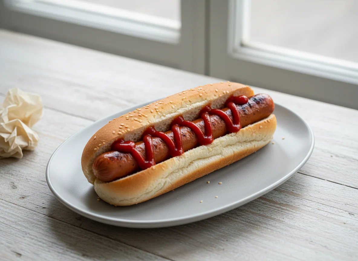 Hotdog mit zwei Würstchen photo