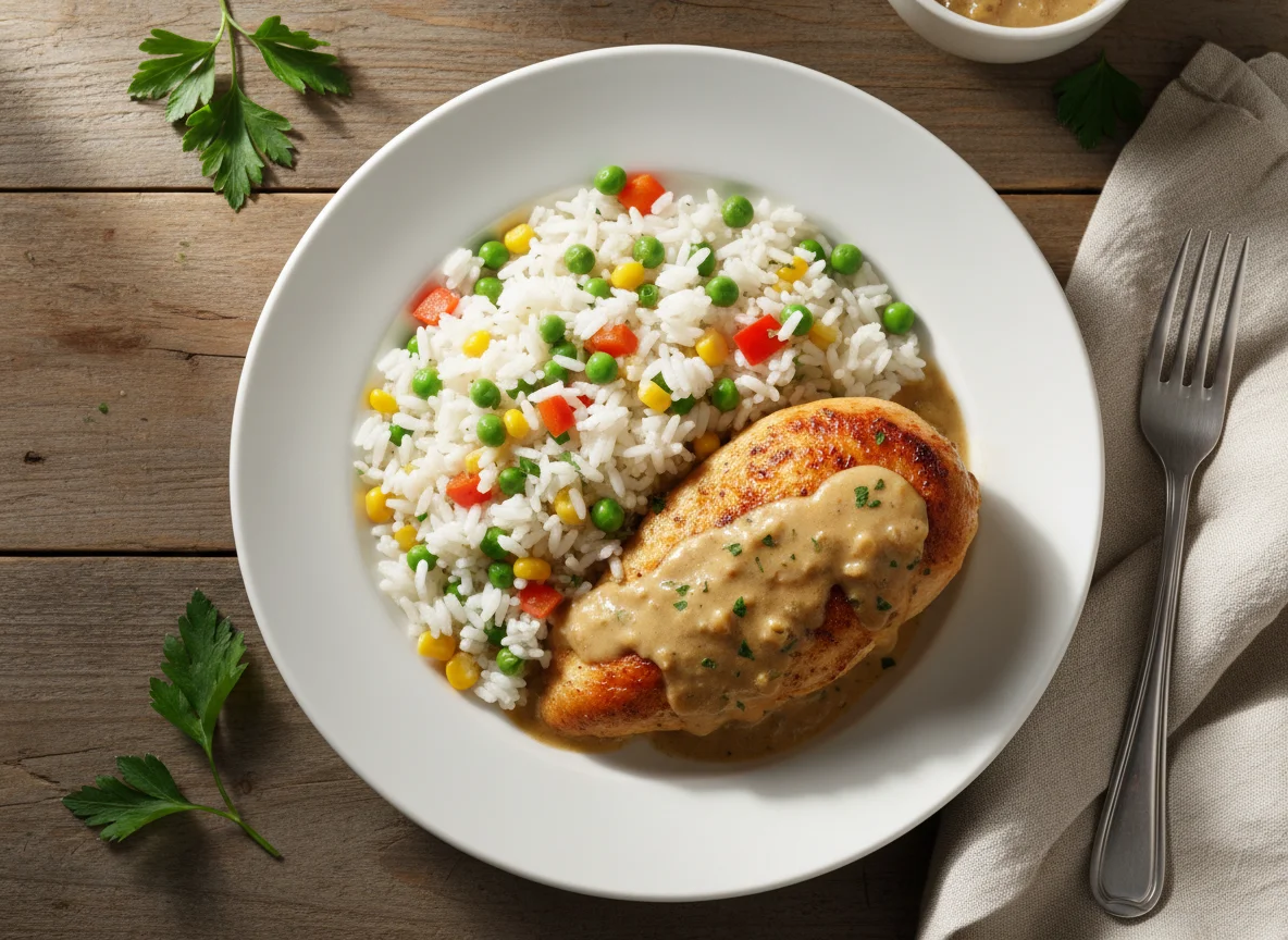 Hühnchen mit Reis und Gemüse photo