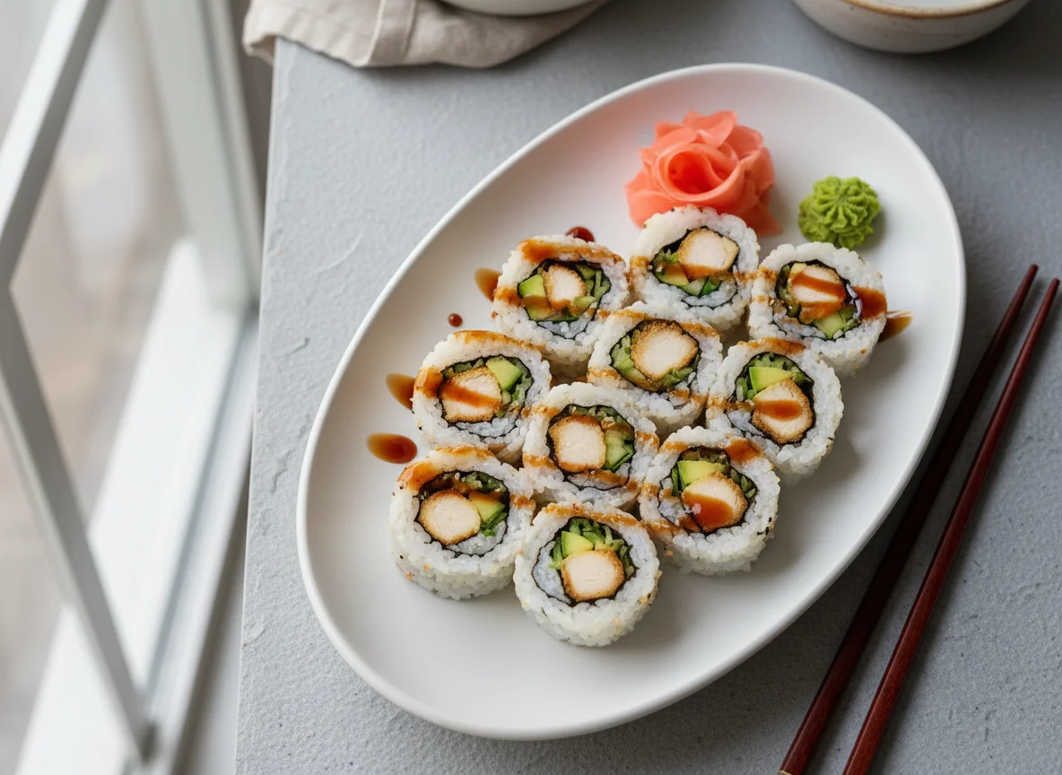 Hühnchen-Avocado-Sushi-Rollen photo