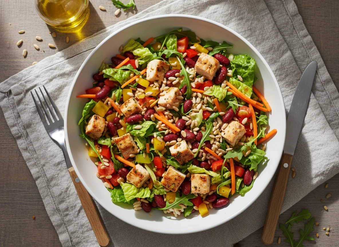 Hühnchen-Reis-Salat-Bowl photo