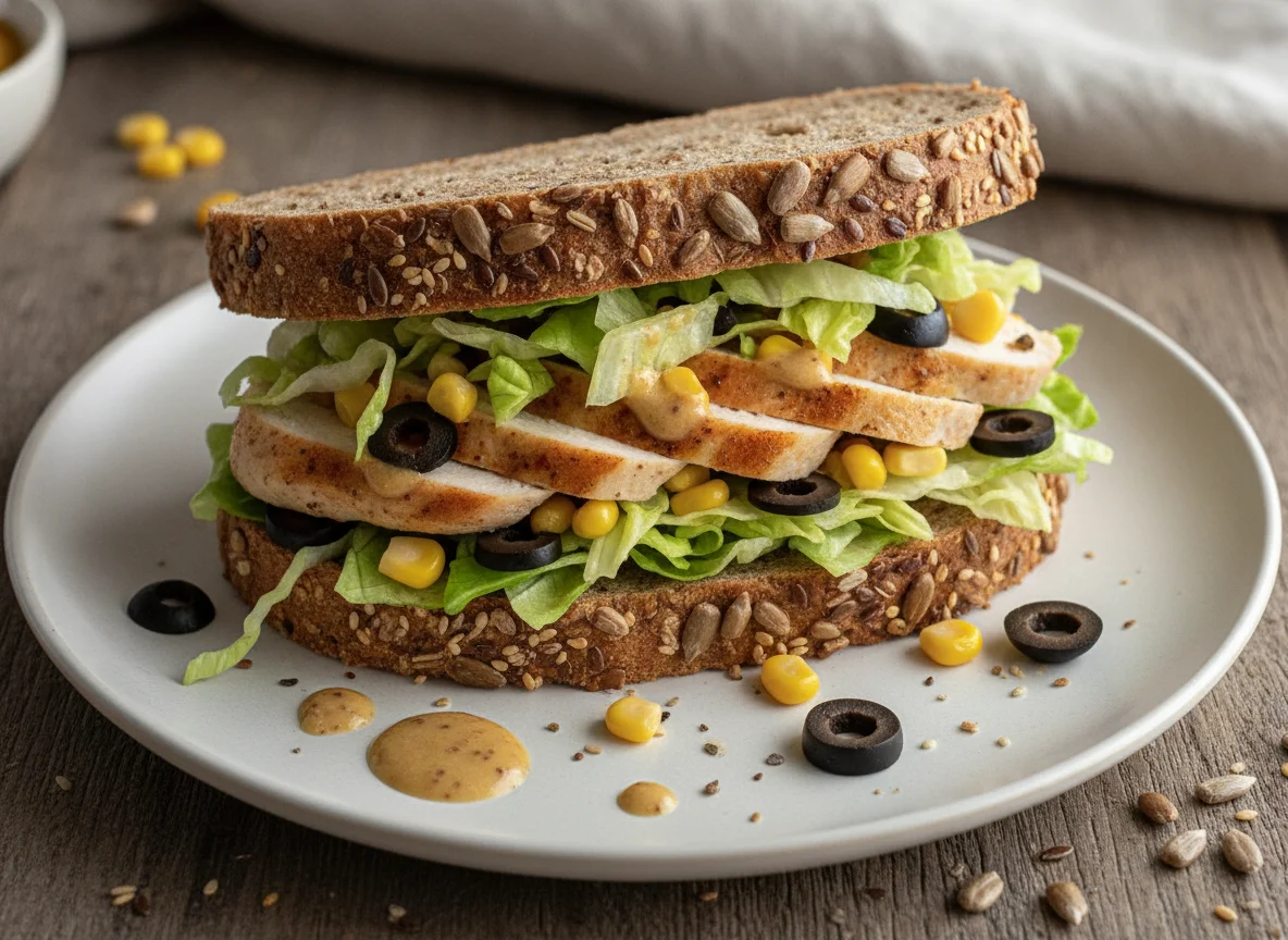Hühnchen-Sandwich mit Körnerbrot photo