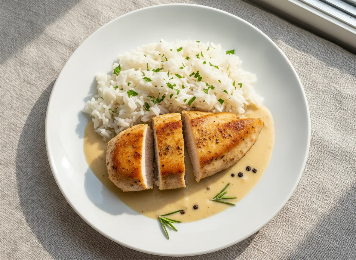 Hühnerbrust mit Reis photo