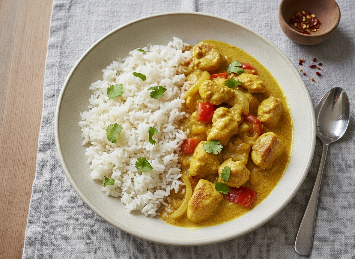 Hühner-Curry mit Basmatireis photo