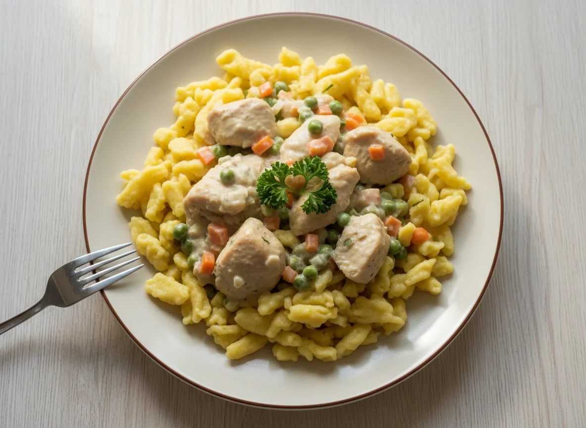 Hühnerfrikassee mit Spätzle photo