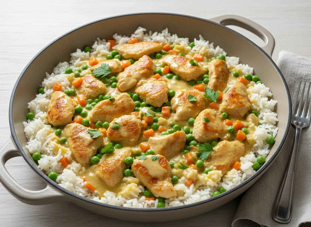 Hühnerfrikassee-Pfanne photo
