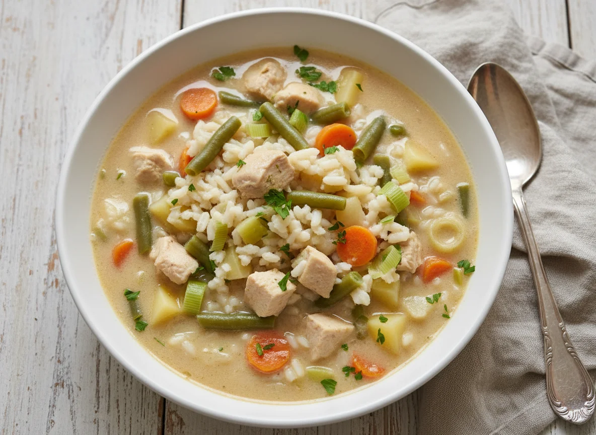 Hühner-Gemüse-Reis-Suppe photo