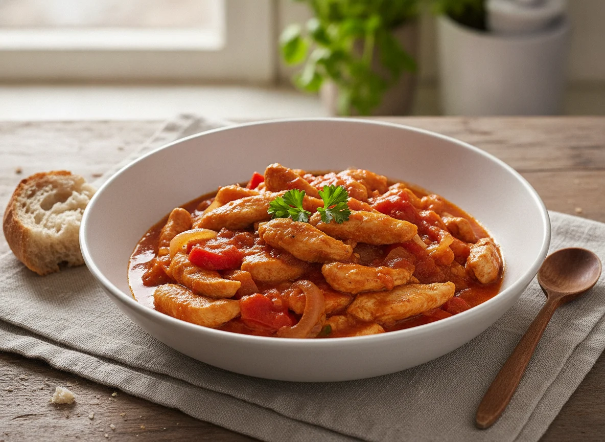 Hühnergeschnetzeltes in Tomatensauce photo