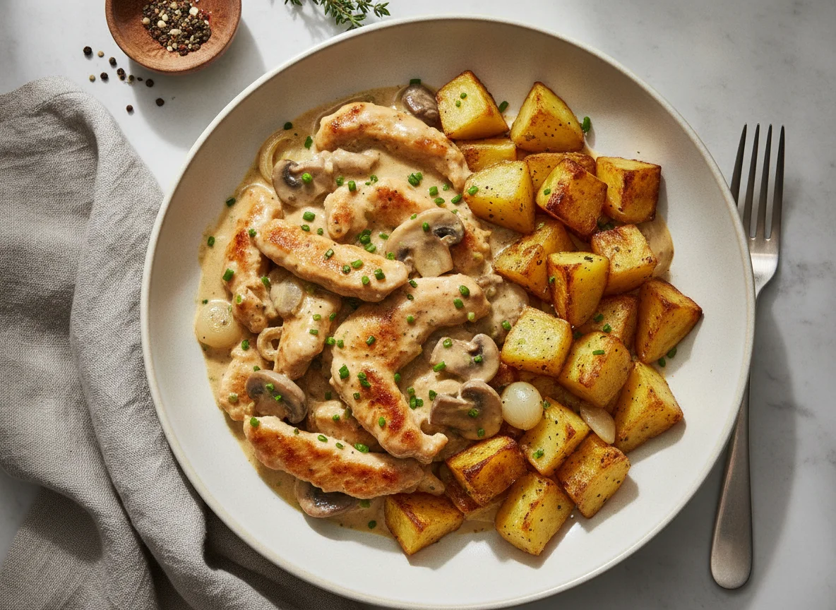 Hühnergeschnetzeltes mit Kartoffeln photo