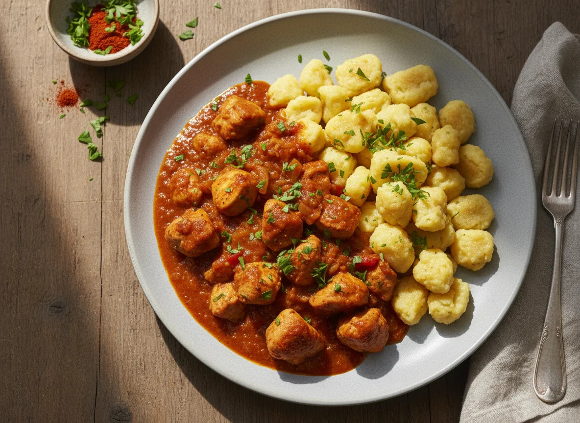 Hühnergulasch mit Nockerl photo
