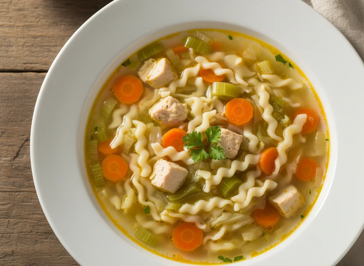 Hühnernudelsuppe mit Gemüse photo