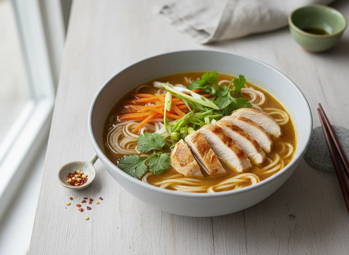 Hühner-Pho mit Reisnudeln photo