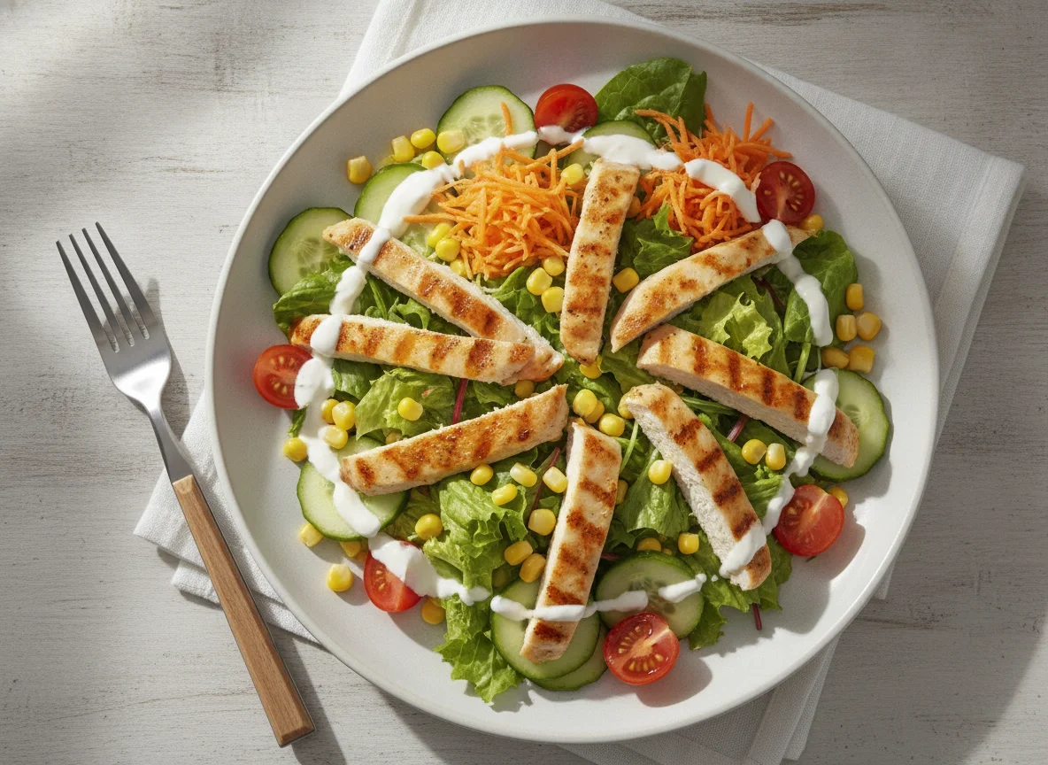 Hühnerstreifensalat mit Joghurtdressing photo