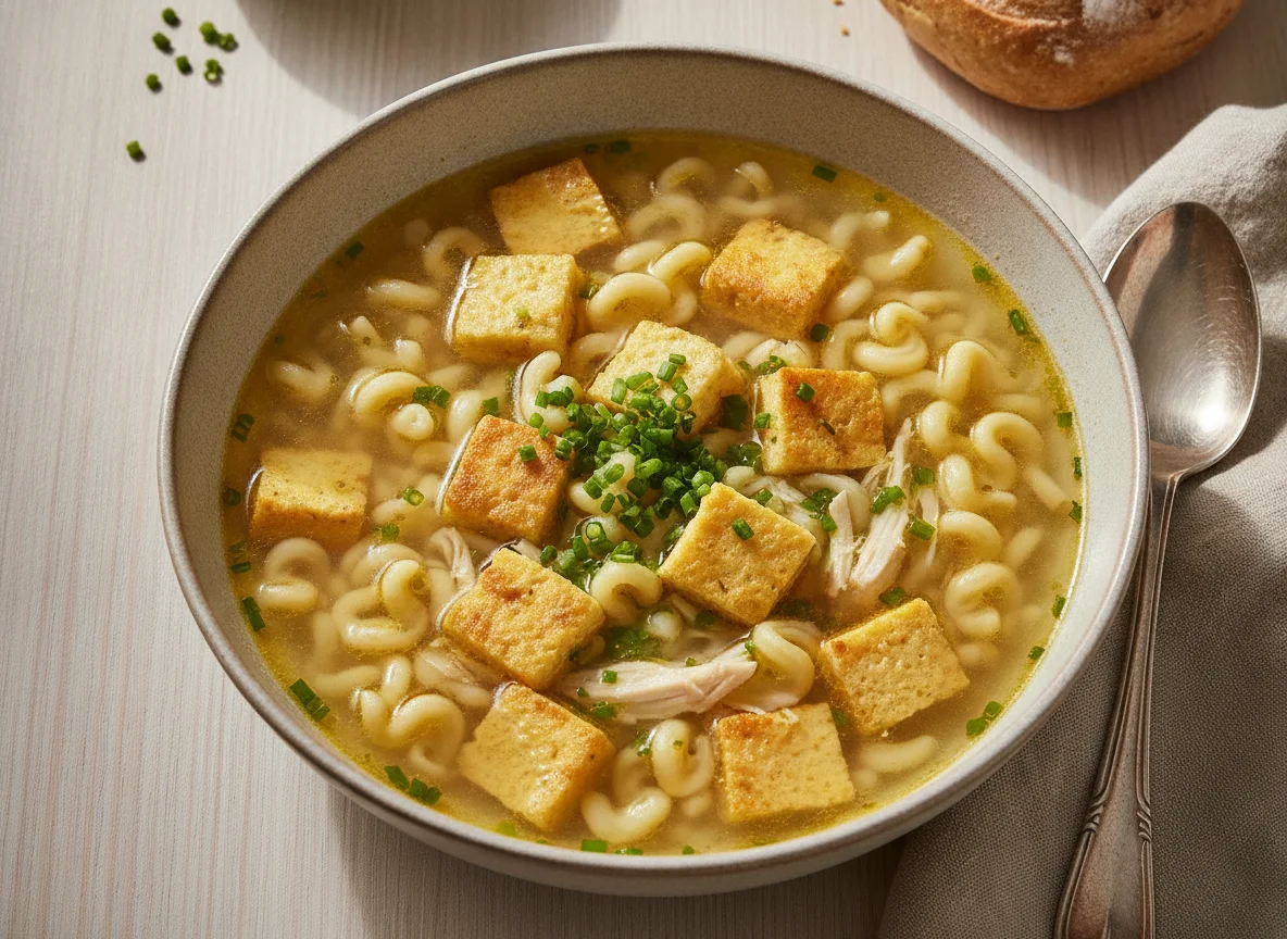 Hühnersuppe mit Eierstich und Nudeln photo