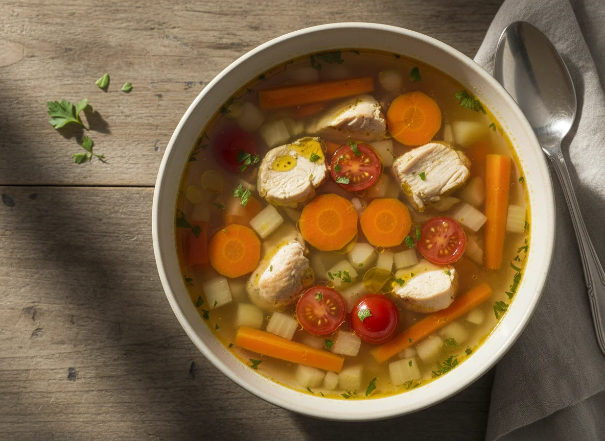 Hühnersuppe mit Gemüse photo