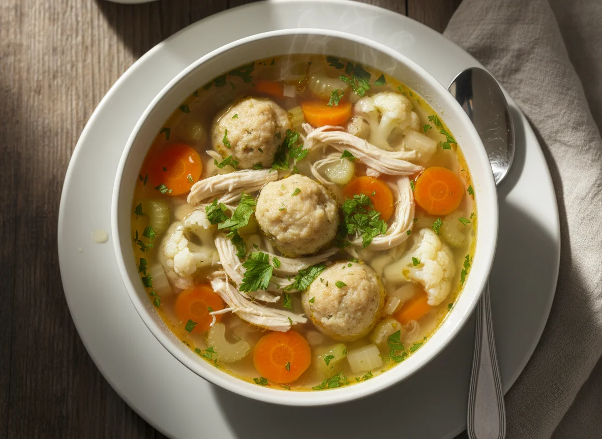 Hühnersuppe mit Klößchen und Gemüse photo