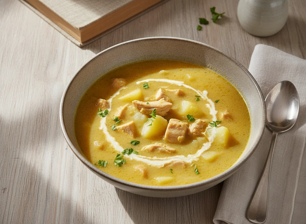 Hühnersuppe mit Sahne photo