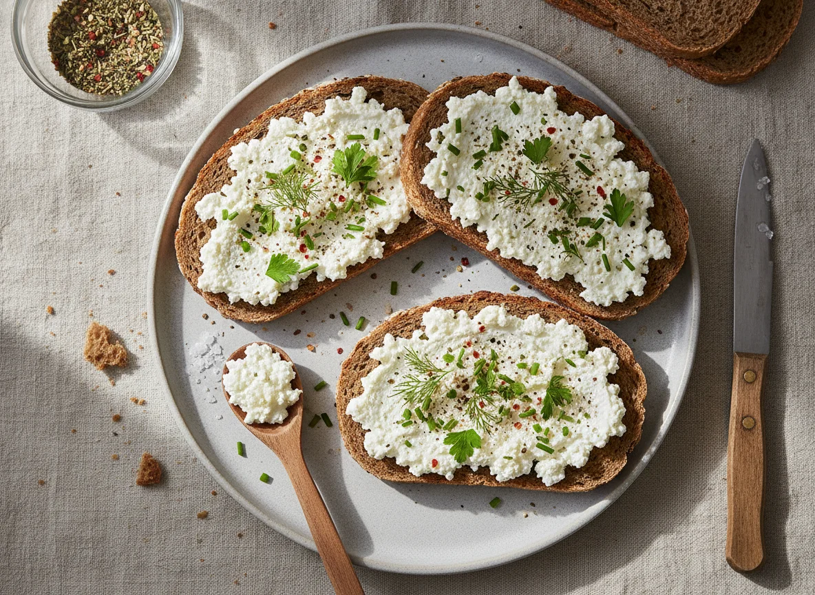 Hüttenkäse auf Vollkornbrot photo
