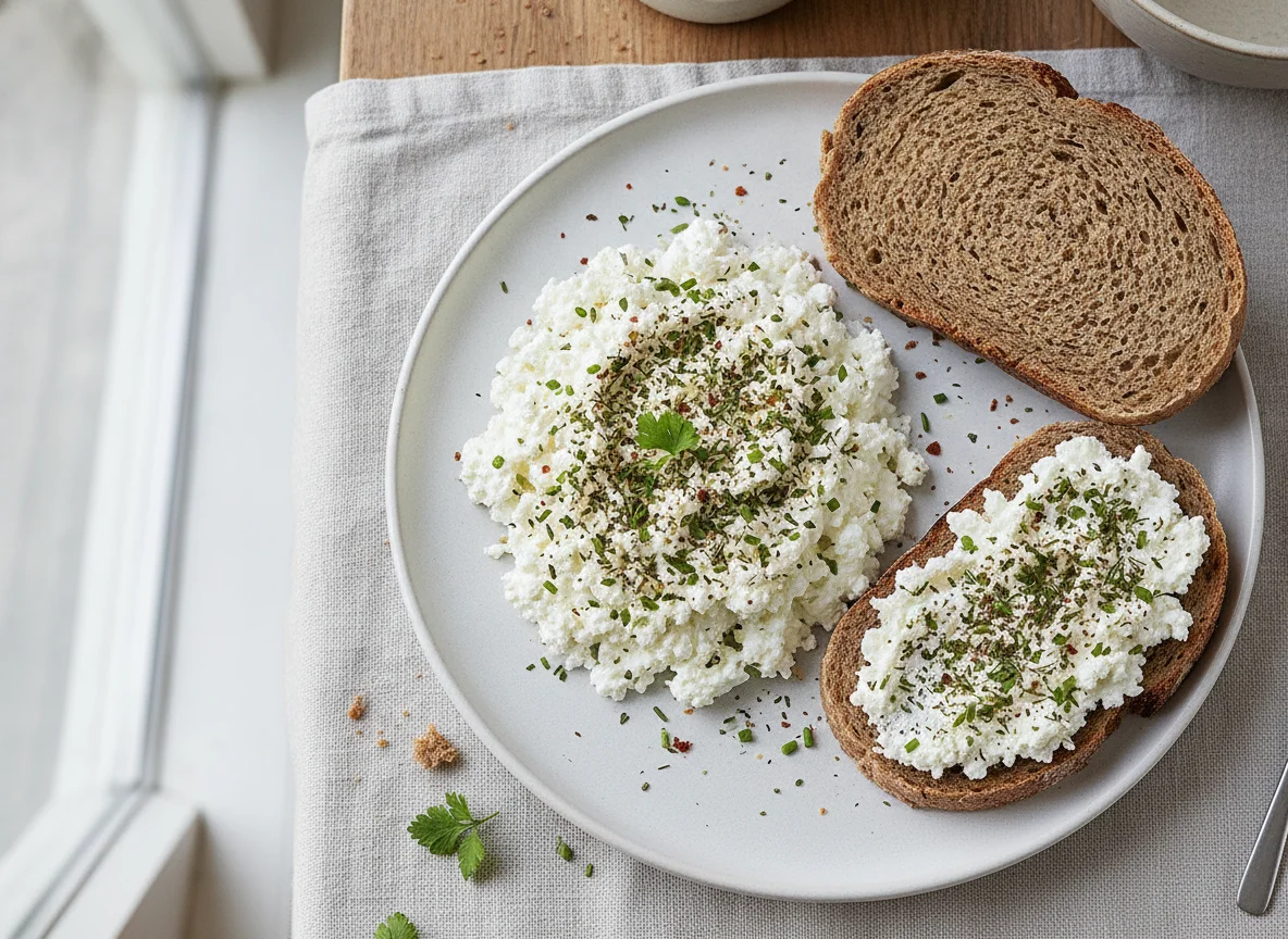 Hüttenkäse mit Brot photo