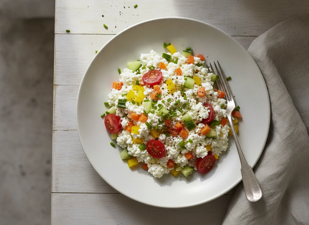 Hüttenkäse mit frischem Gemüse photo