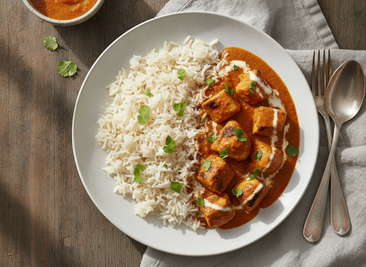 Indisches Butter Chicken mit Basmati Reis photo