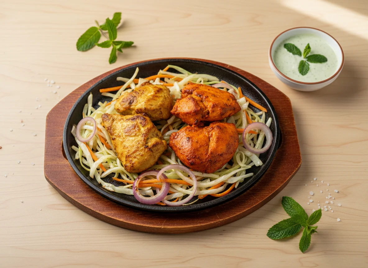 Indisches Hähnchen Sizzler mit Gemüse photo