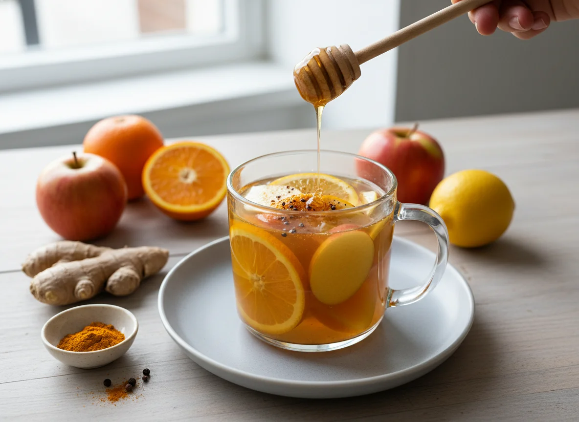 Ingwer-Apfel-Orangen-Zitronen-Getränk photo