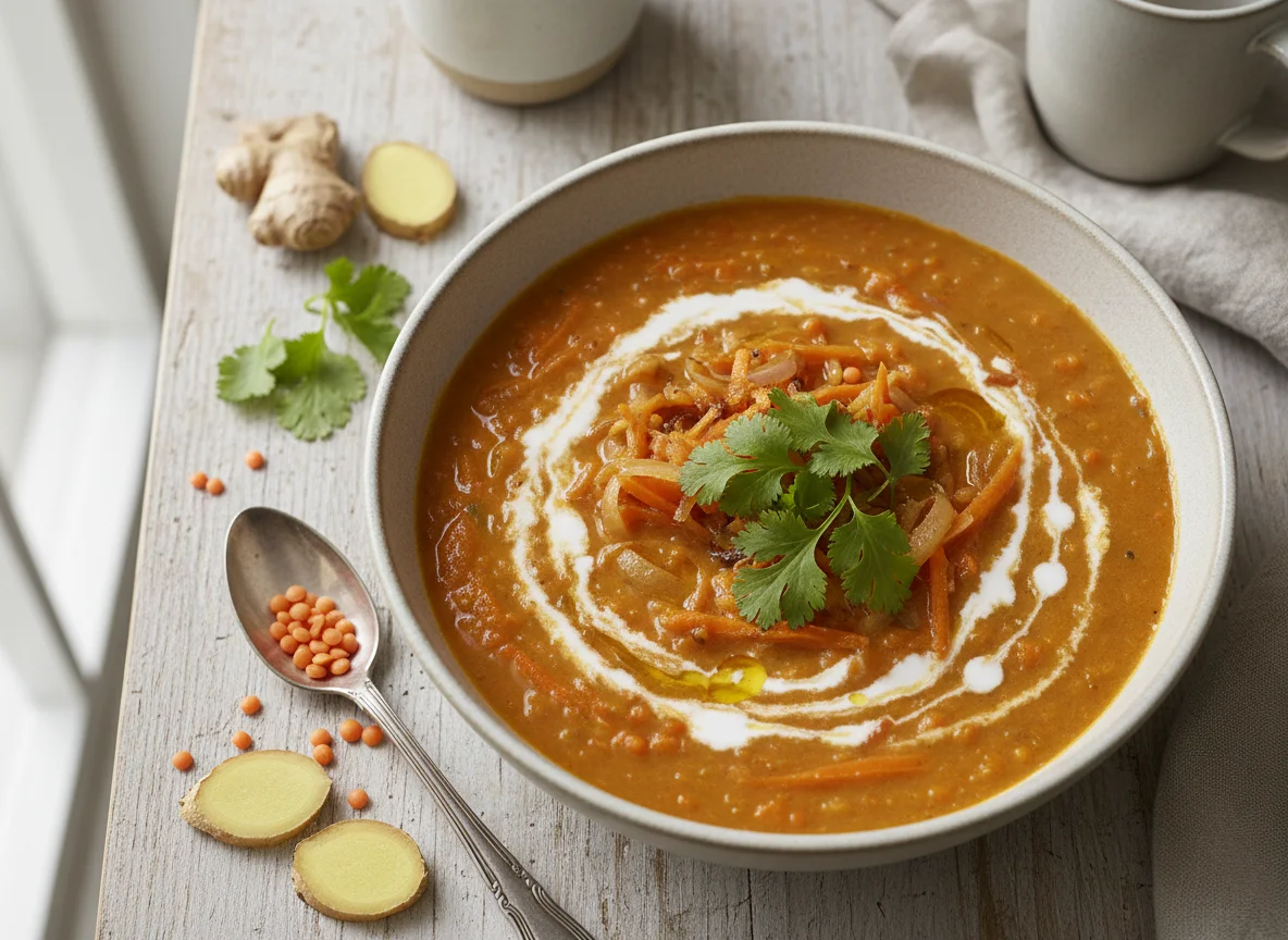 Ingwer-Linsensuppe mit Kokosmilch photo