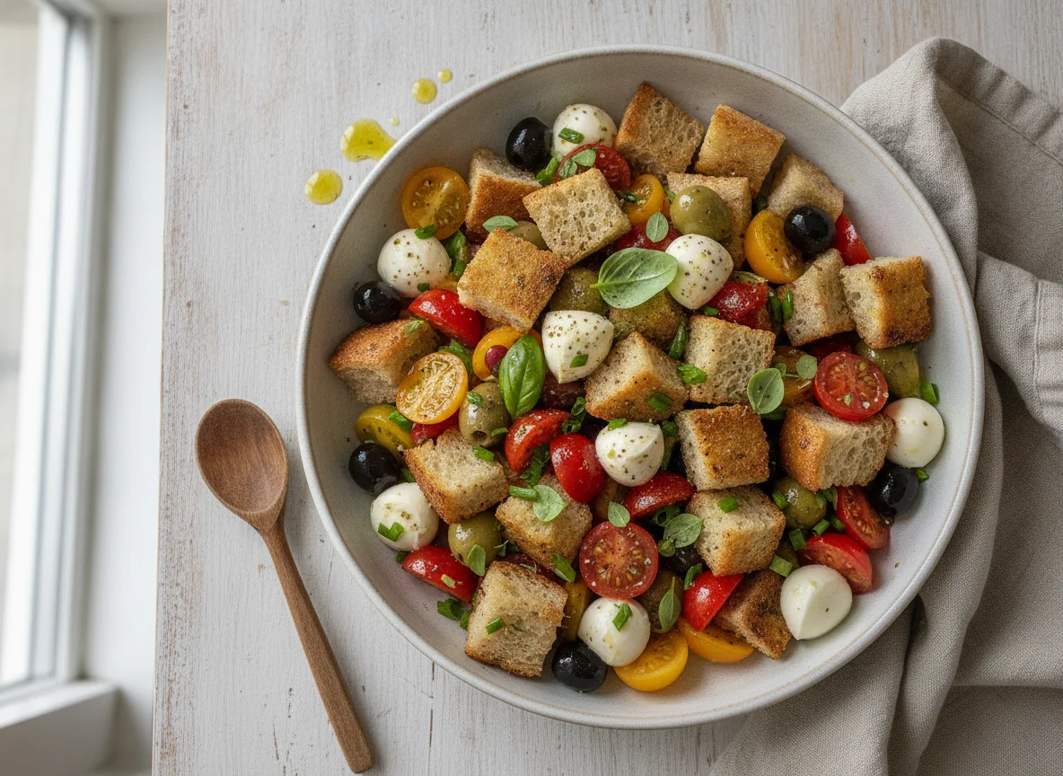 Italienischer Brotsalat (Panzanella) photo