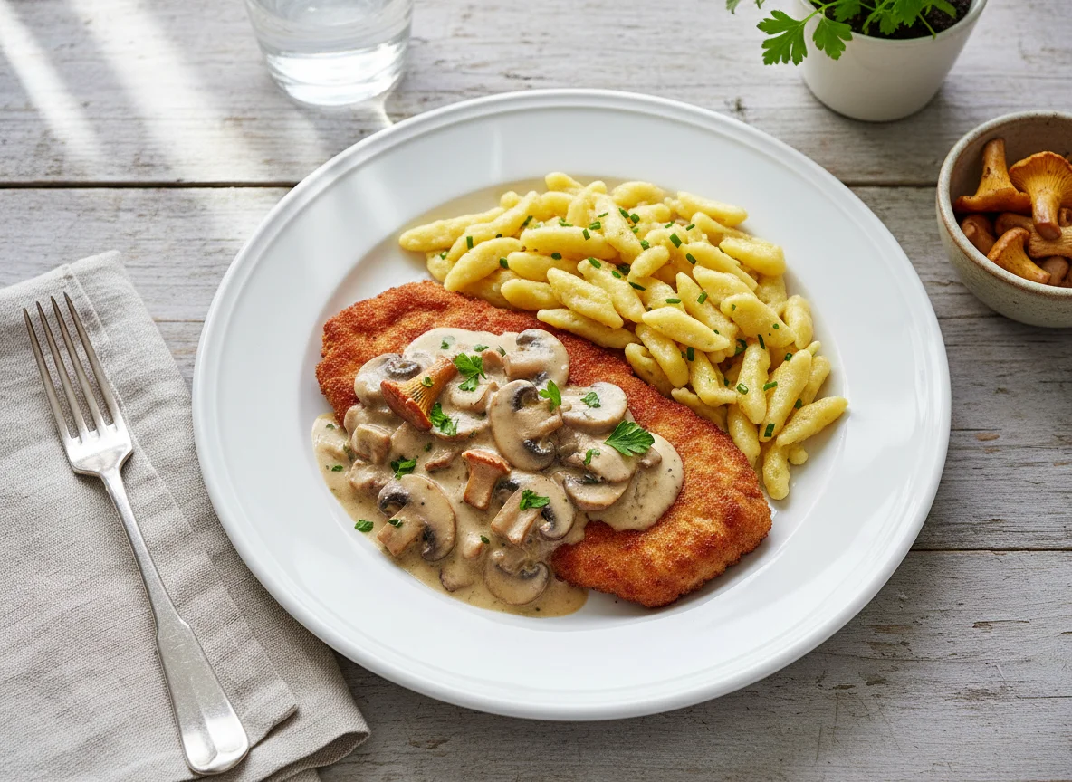 Jägerschnitzel mit Spätzle photo