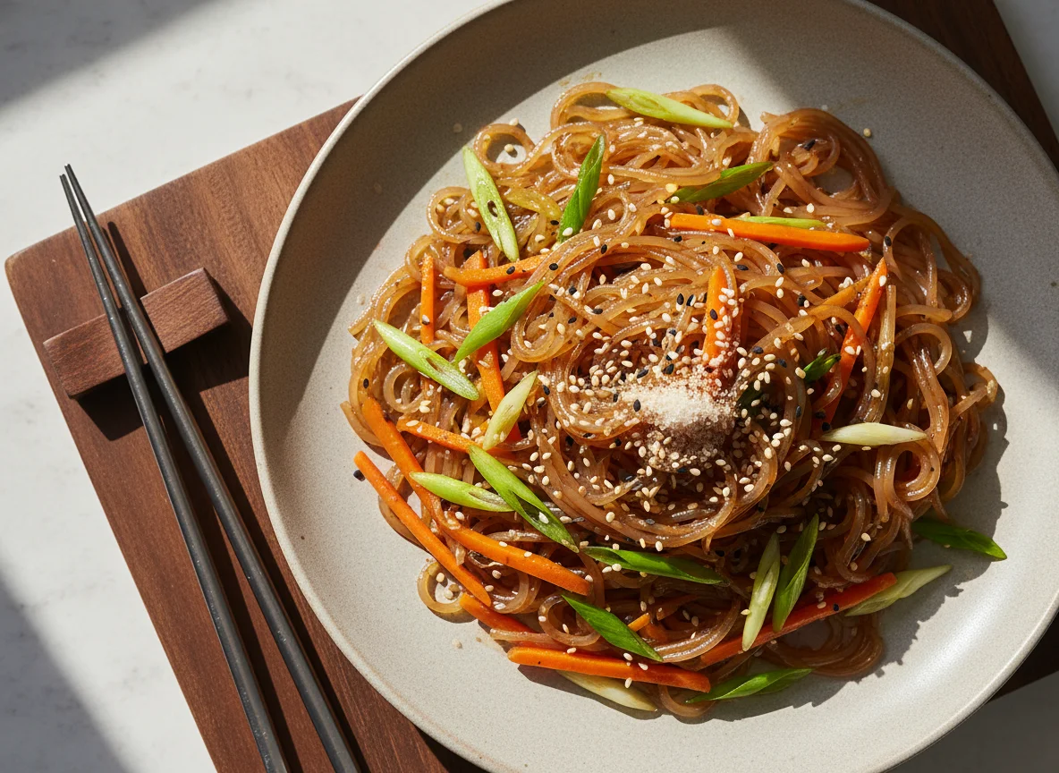 Japchae (Koreanische Glasnudeln) photo