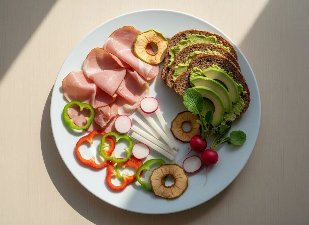 Jause mit Schinken und Gemüse photo
