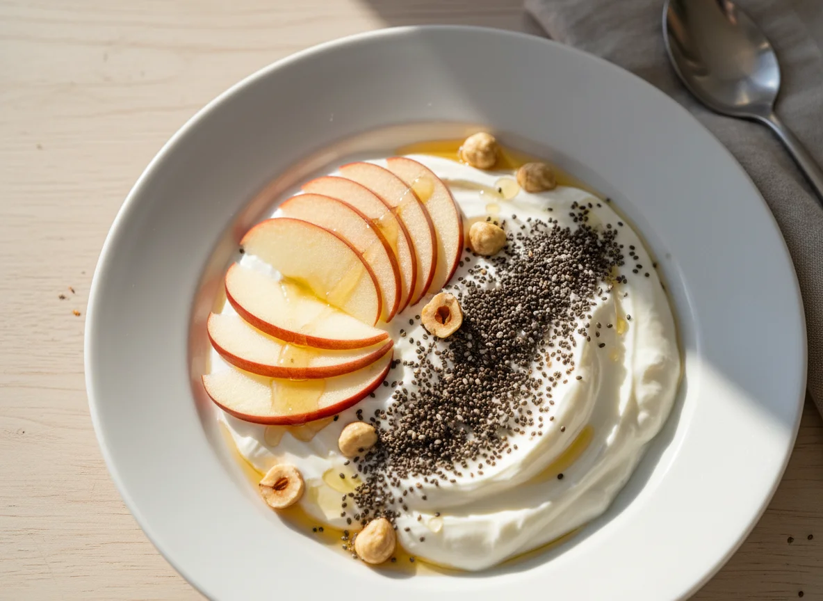 Joghurt mit Apfel und Chiasamen photo