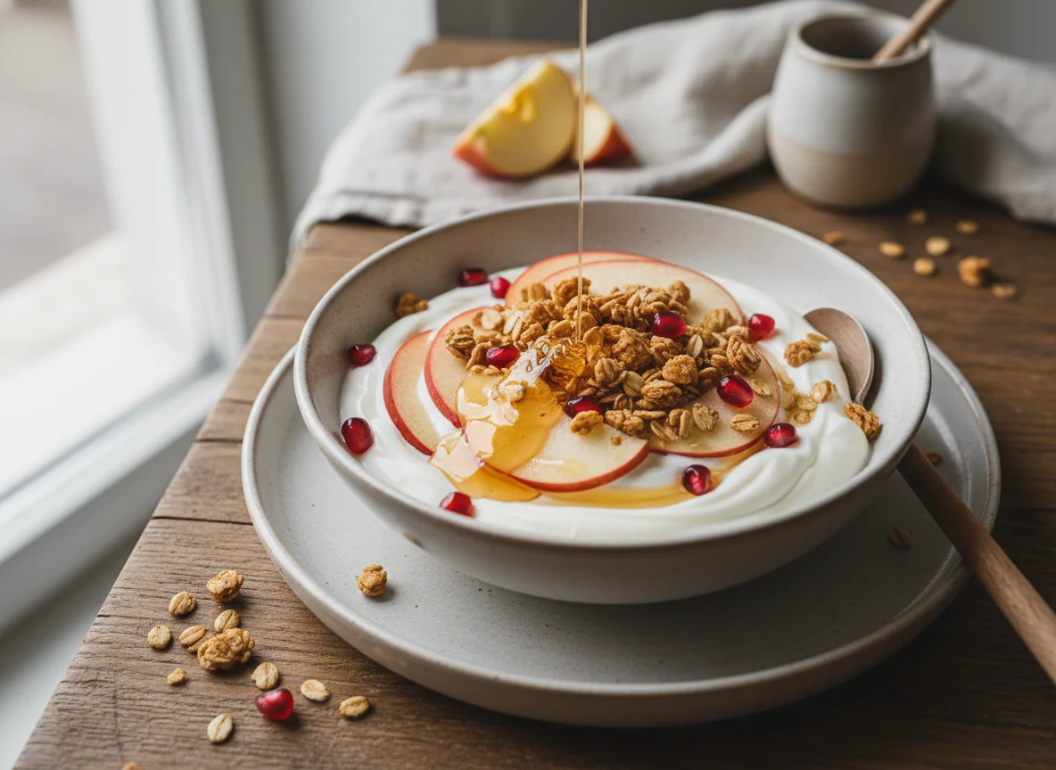 Joghurt mit Apfel und Granola photo