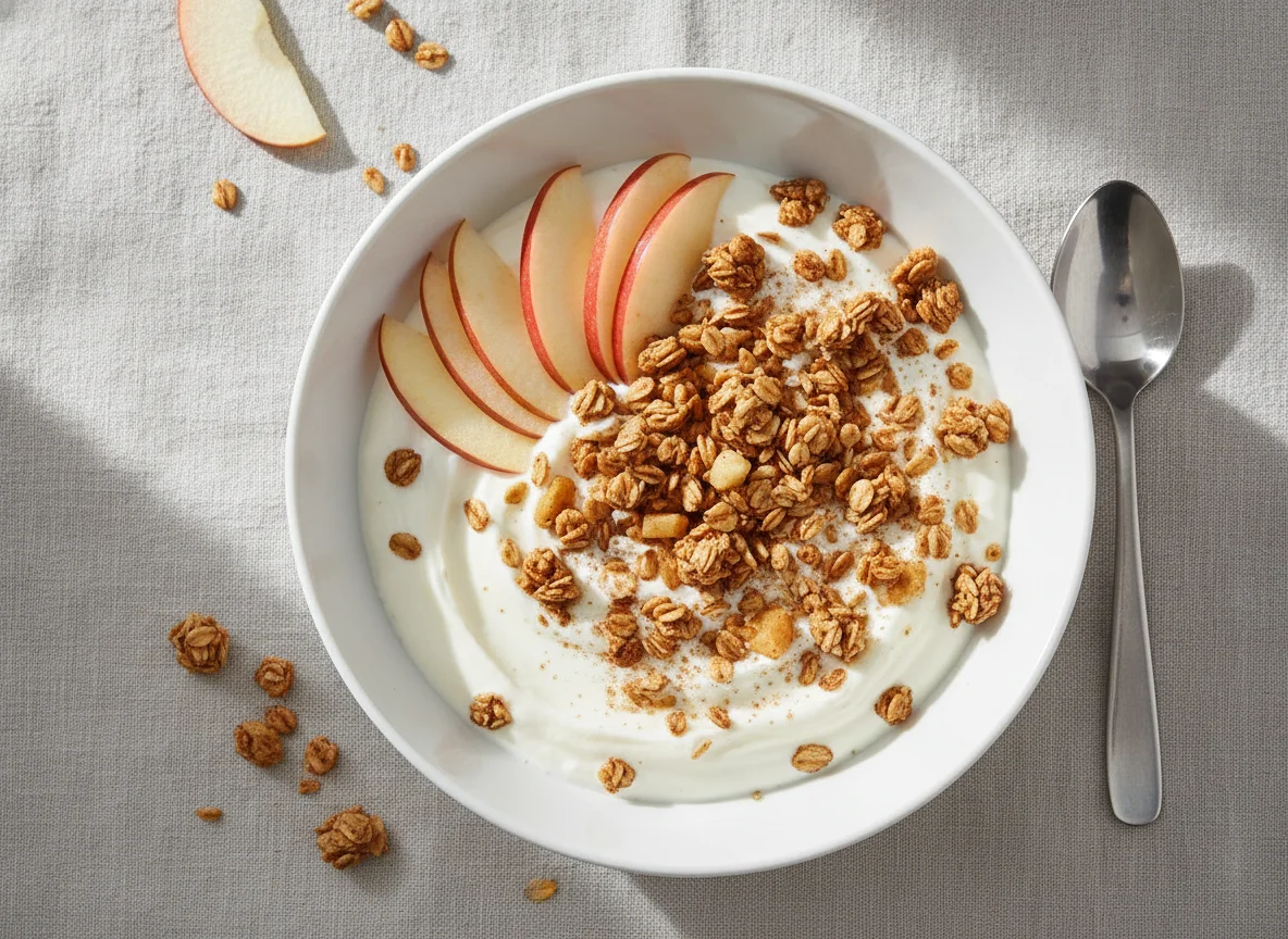 Joghurt mit Apfel und Knuspermüsli photo