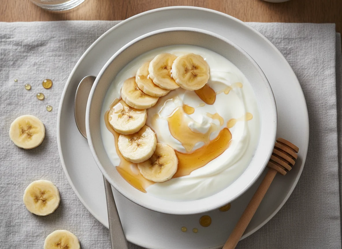 Joghurt mit Banane und Honig photo