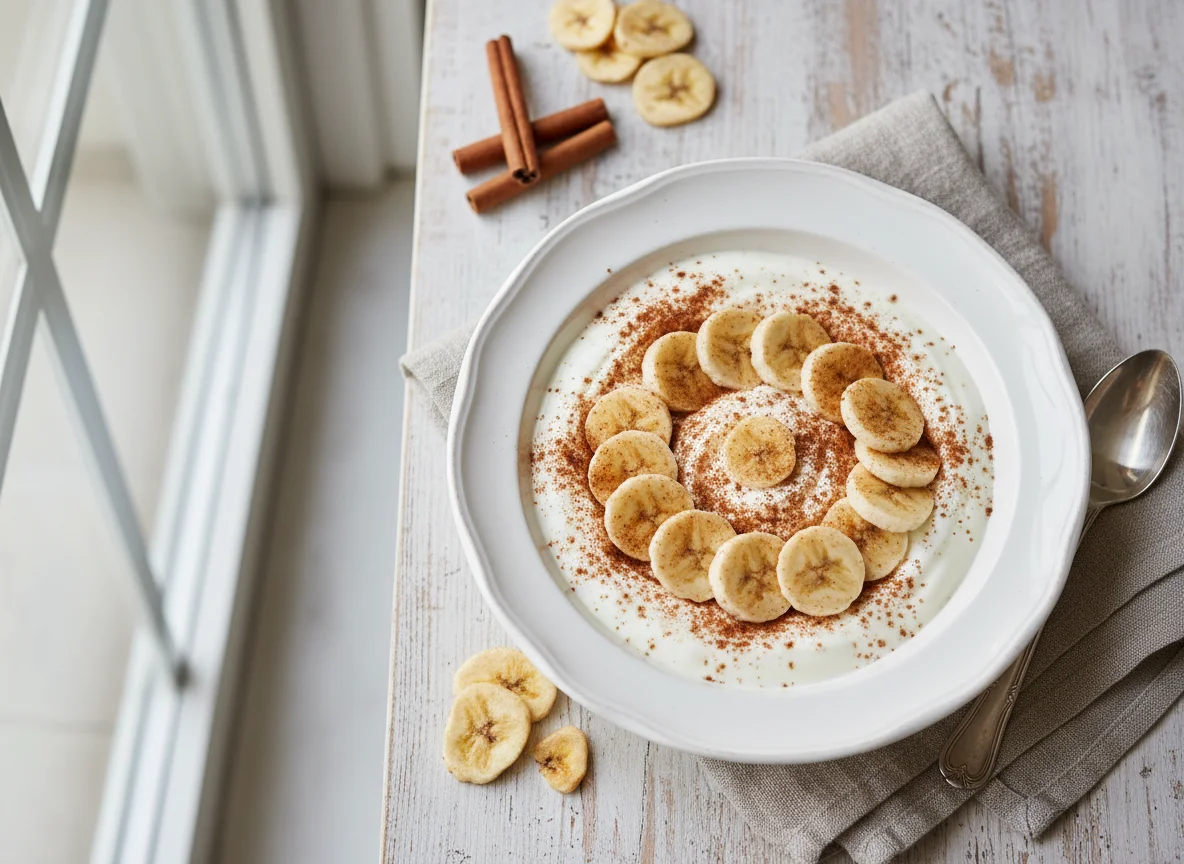 Joghurt mit Banane und Zimt photo