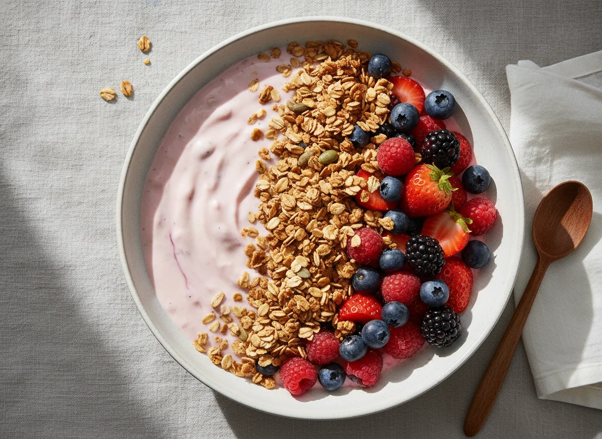 Joghurt mit Beeren und Knuspermüsli photo