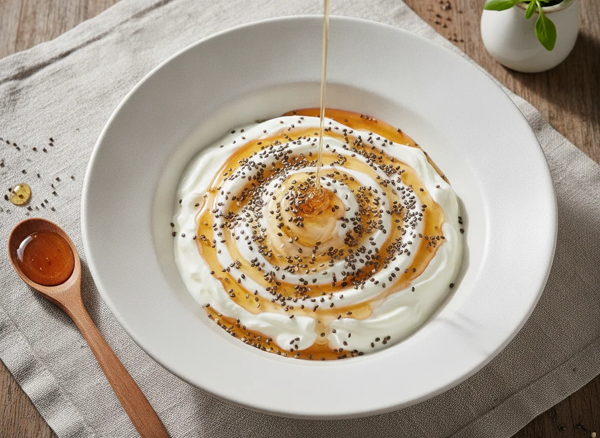 Joghurt mit Chiasamen und Honig photo