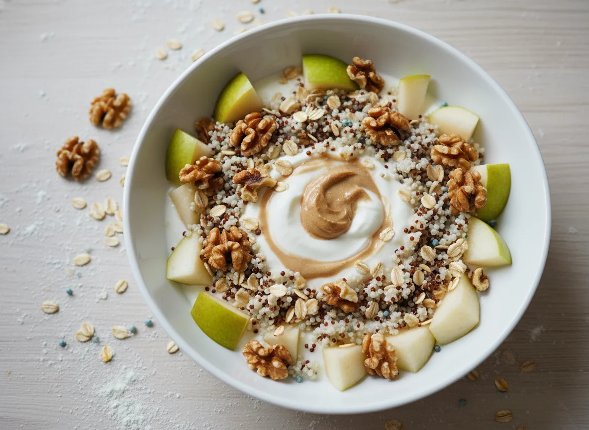Joghurt mit Früchten, Nüssen und Getreide photo