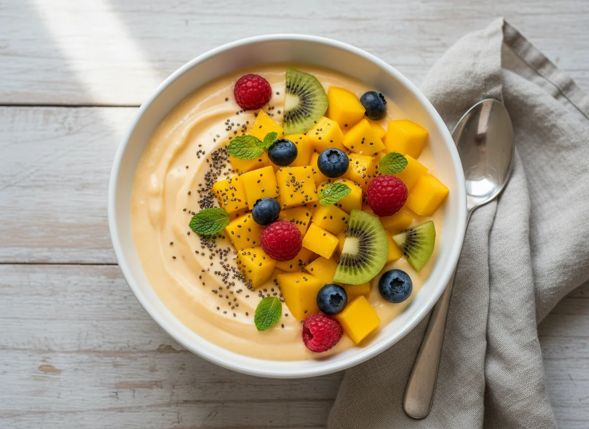 Joghurt mit Früchten und Chiasamen photo