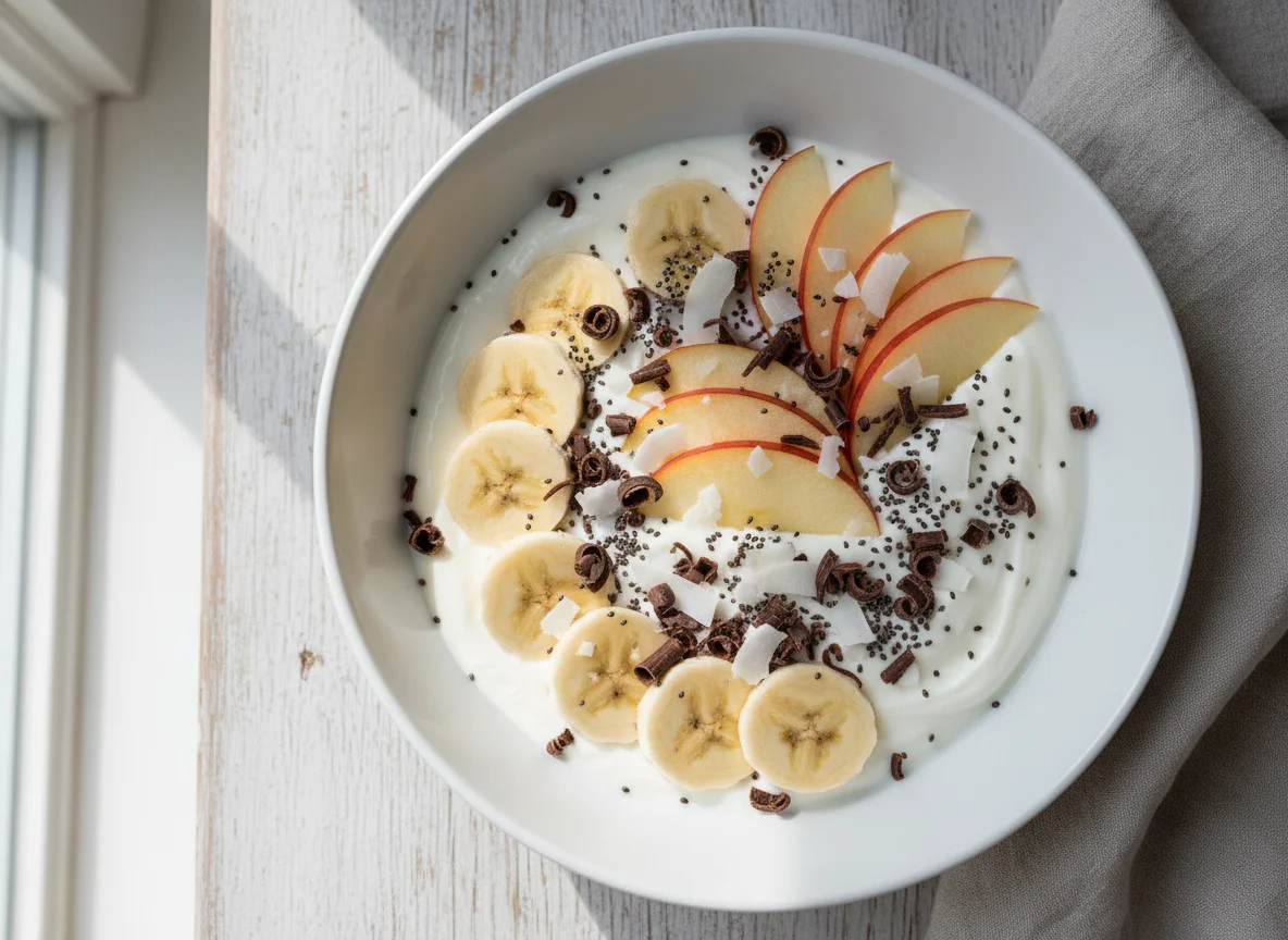 Joghurt mit Früchten und Toppings photo