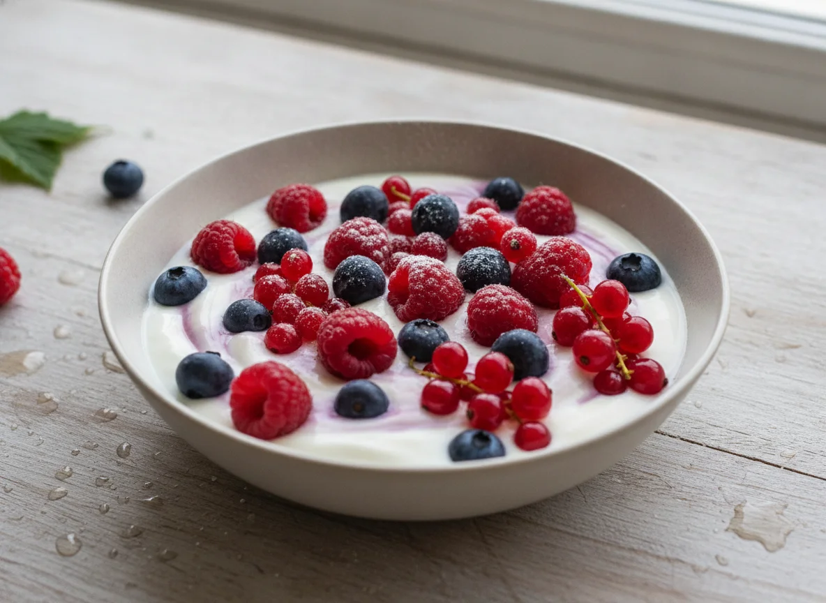 Joghurt mit gemischten Beeren photo