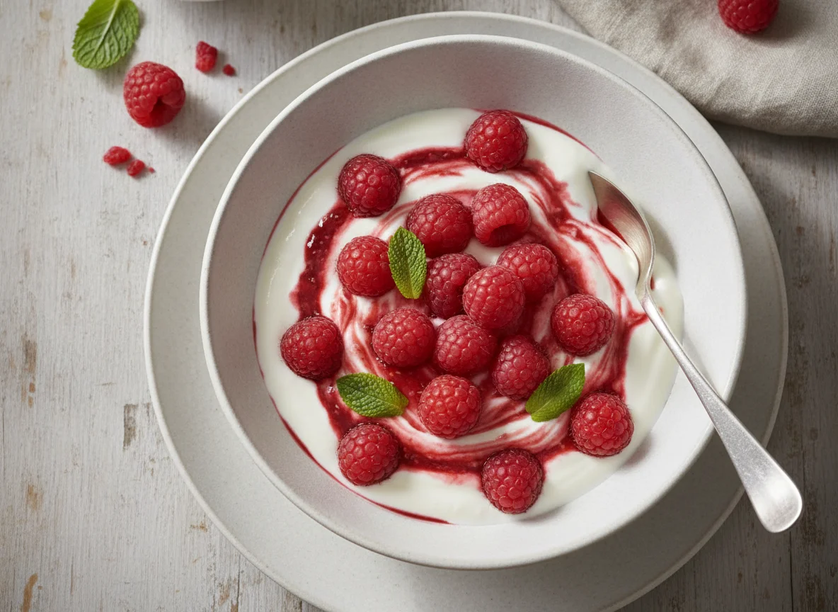Joghurt mit Himbeersauce photo