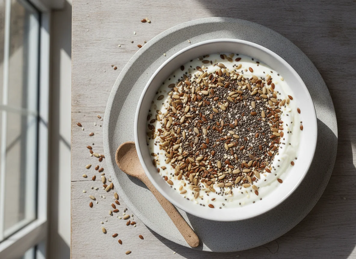 Joghurt mit Kernen und Samen photo