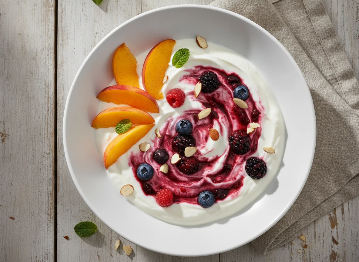 Joghurt mit Nektarinen photo