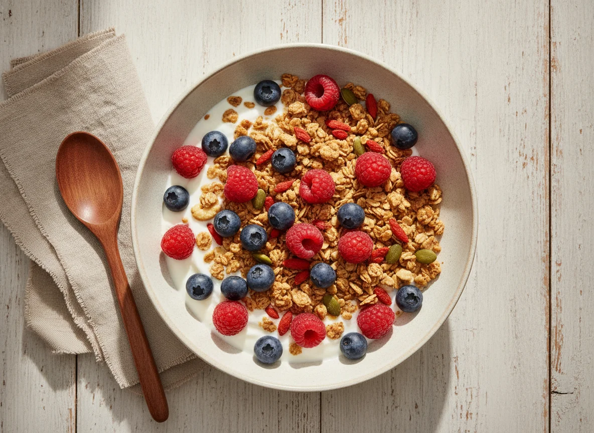 Joghurt-Beeren-Müsli-Bowl photo